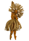 Faceless Spirit Dancer doll Hamida in gold and brown earth tones with raffia crown, cowrie shells, and seed beads