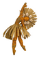 Faceless Spirit Dancer doll Hamida in gold and brown earth tones with raffia crown, cowrie shells, and seed beads