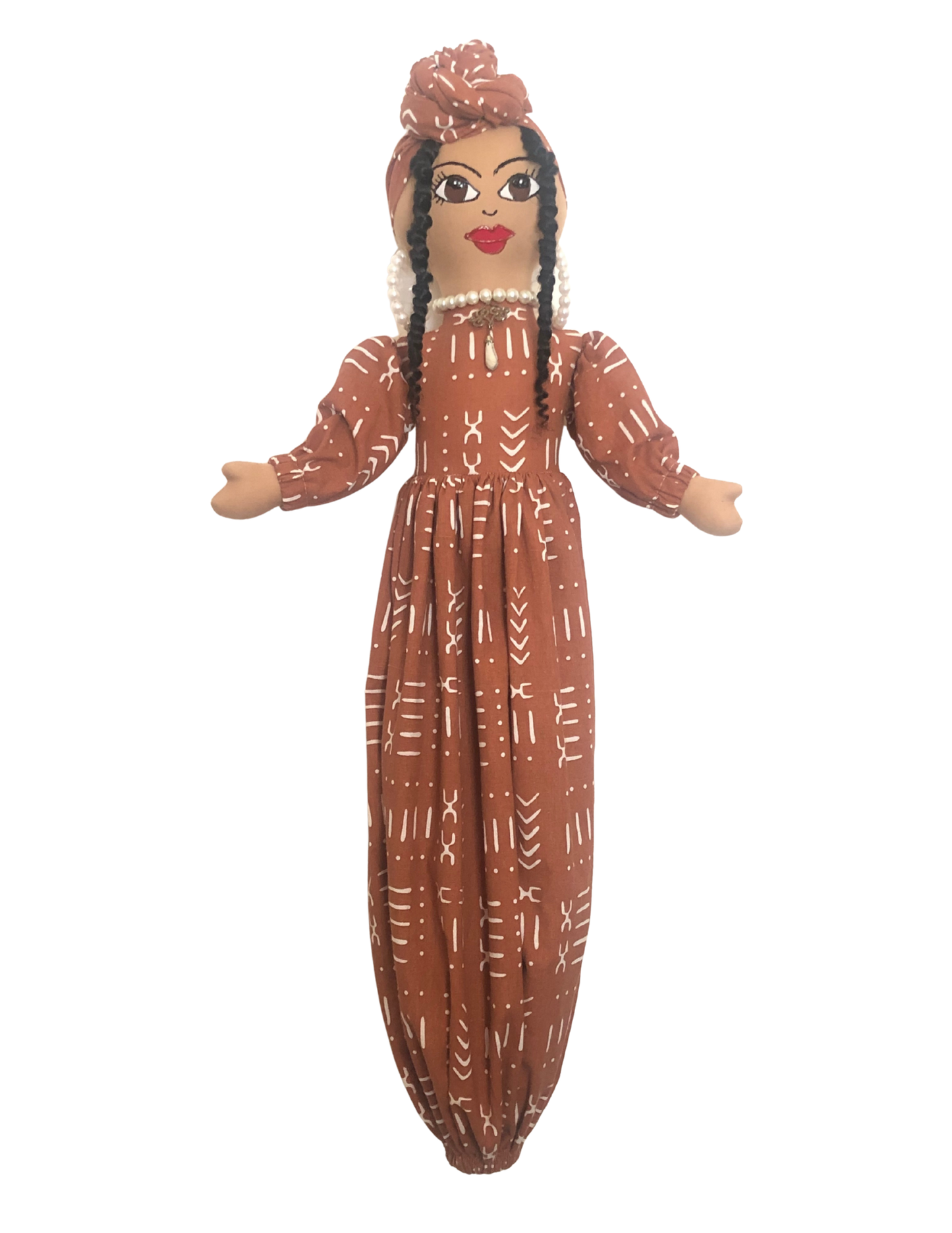 Ishara – Handmade Mudcloth Inspired Print Plastic Bag Holder Doll