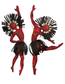 Matna Spirit Dancer wall décor doll pair in red and black African print with raffia crowns, cowrie shells, and symbolic beaded details.