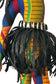 Sekelaga Spirit Dancer doll dressed in vibrant Kente-inspired fabric with raffia skirt, cowrie shells, and colorful bead adornments.”